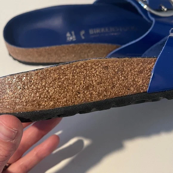 Birkenstock Madrid Royal Blue Slides Large Silver Buckle, EU 41 / 10.5-11, NWOB - Picture 4 of 10